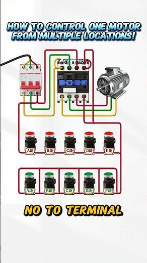 How to Control One Motor from Multiple Locations⚡️💡#motor #motors #electricmotor #motorcontrol