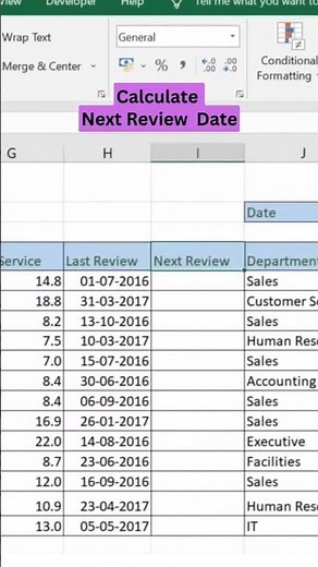 How to Calculate Next Review Date | Excel formula for Next review date #exceltips #excel #shorts_