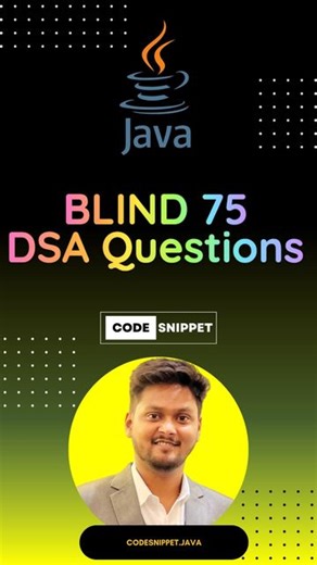 Chetan Ghate | Blind 75 DSA ✅ . Follow @codesnippet.java ✅ . #java #programmer #programming #coding #coder #code #coders #dsa | Instagram
