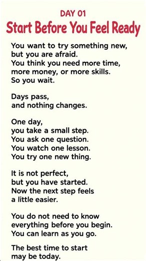 Start Before You Feel Ready | English Reading Practice | Life Message #learnenglish