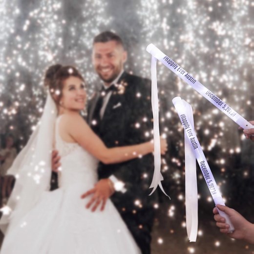 143K views · 3.6K reactions |  Make your wedding day even more special with our Custom Ribbon Wands with Lights. These wands will add an atmosphere to the celebration and are perfect for a photoshoot. | Getnamenecklace | Facebook
