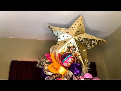 Making A Giant Paper Star Tree Topper - Cricut Christmas Decor - How To Gold Leaf