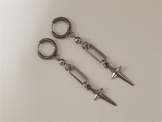 Comet Earrings | Stainless Steel, Star Dangle, Unisex - Etsy