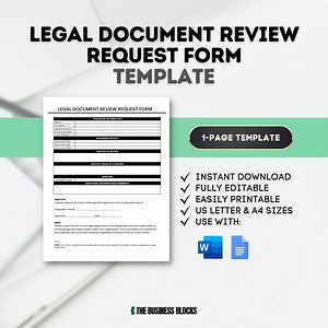 Legal Document Review Request Form Template (google Docs, MS Word) - Etsy