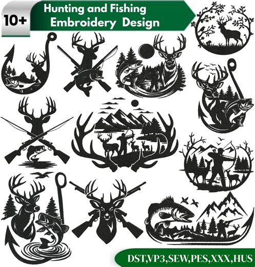 Hunting Embroidery Design, Fishing Embroidery, Deer Hunting Embroidery, Buck Duck Fish Hook Embroidery, Machine Embroidery Design - Etsy
