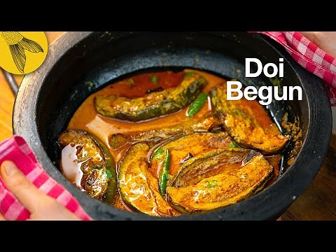 Doi Begun—Brinjals/eggplants in a yoghurt sauce—Bengali vegetarian recipe