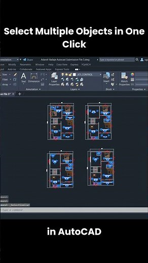 How to Select Multiple Objects in One Click in AutoCAD | Use Select Similar Command #autocad #shorts