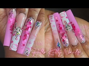 PINK HELLO KITTY NAILS 💖 | VALENTINE EDITION 💘 | ACRYLIC NAIL TUTORIAL