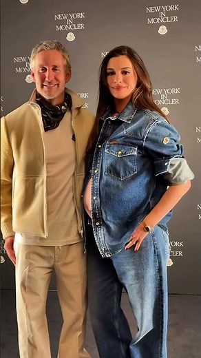 Anne Hathaway & Adam Shulman at Moncler