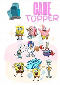 Spongebob Printable Cake Topper - Etsy UK