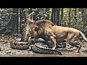 Snakes eat Crocodiles? Burmese Pythons Vs Crocodiles rescued by Lions