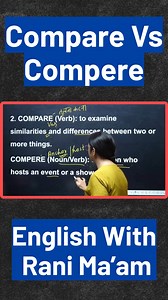 19K views · 563 reactions | Compare Vs Compere | Homonyms | English With Rani Ma'am #homonyms #english #englishlearning #vocab #vocabulary | English With RANI MAM | Facebook