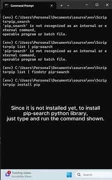 10 - How to Install and Search Python Package Library Using pip_search #tips #shorts #pip #python