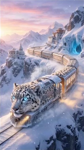 Magical Snow Leopard Train Journey | Grass Amor 8K Cinematic Adventure”