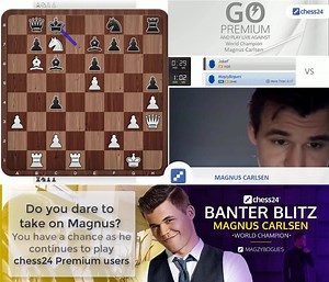 2.3K views · 36 reactions | "I've officially messed this up!" For once World Chess Champion Magnus Carlsen's technique lets him down... at least for a move or two! Replay the game with computer analysis: https://chess24.com/en/watch/live-tournaments/magnus-carlsen-banter-blitz/2/1/7 Do you dare to take on Magnus? You have a chance as he continues to play chess24 Premium users | chess24 | Facebook