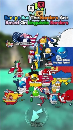 Europe but borders are based on linguistic borders! 🫪🗣️ #mapping #maps #countryballs#shorts #maps
