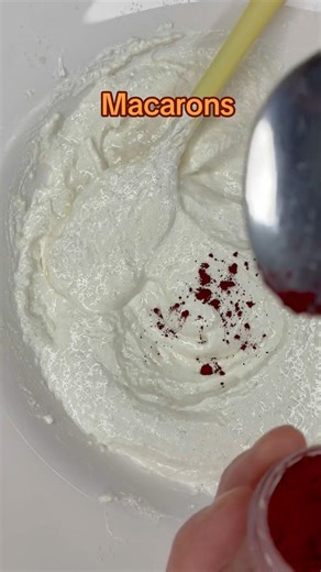 Just a tiny tip of orange powder color on a teaspoon #macarons #bakingtips #macaronlove #viralfood