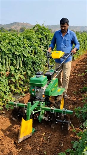 Smart Farmer Using Power Tiller for Bitter Gourd Farming 🌿