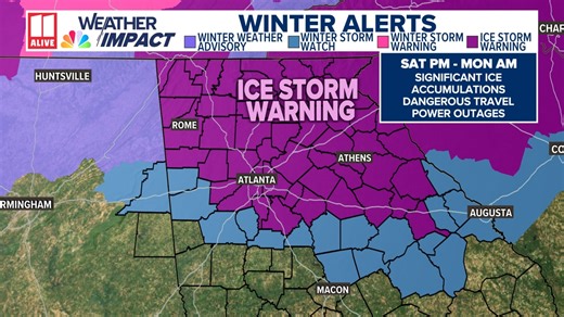 Georgia winter weather updates Friday: Ice storm warning expands into Atlanta and across metro area
