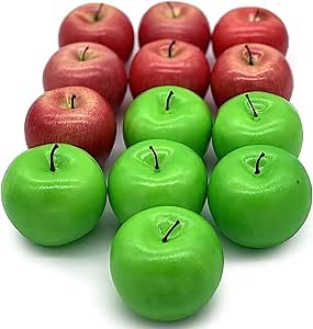 Realistic Fake Apples 13 PCS - Fake Fruits for Decoration (Red and Green)