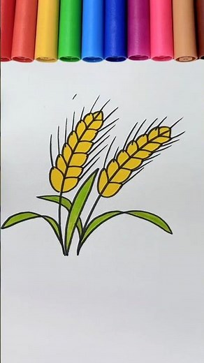 How to Draw Wheat Easy | Step-by-Step Drawing for Kids #shorts #drawing #wheat