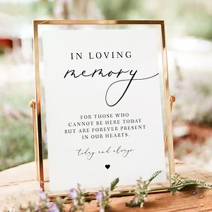 EVELYN PRINTED   SHIPPED in Loving Memory, 8x10" Favor Sign, Minimalist Wedding Signs, Elegant Script Memorial Signage, Simple Wedding Sign - Etsy