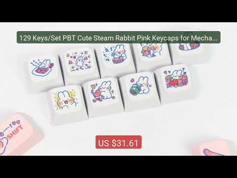 129 Keys/Set PBT Cute Steam Rabbit Pink Keycaps for Mechanical Gami... — Top Rated 2026 | Buy Now!