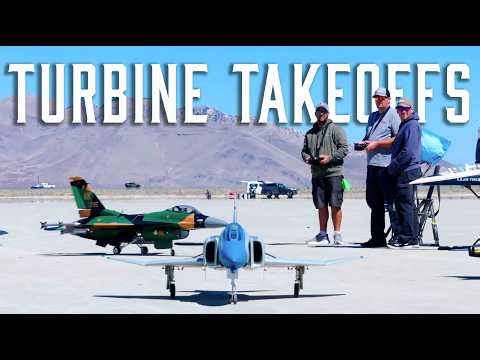 RC Turbine Takeoffs — Skymaster F-4 Phantom + JetRuler F-16 | LonePeak RC