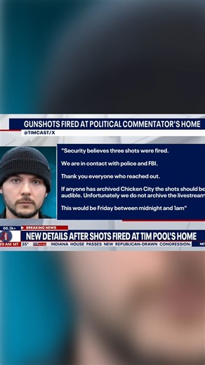 LiveNOW from FOX on Instagram: "Right-wing podcaster Tim Pool says gunshots were fired at his property with no injuries reported, but the shooter not captured."
