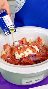 Easiest crockpot dinner I make an easy and delicious creamy potato soup recipe that can be made in just one pot! Loaded with bacon, cheese, onions and creamy potato goodness. | Amy L Daily Recipes