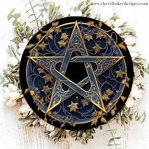 Wiccan Star, Pentagram Wreath Sign, Pentagram Wall Hanging, Pentagram Wall Art, Wiccan Wreath Sign, Pagan Decor, Wiccan Decor, Wiccan Altar - Etsy