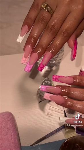 Long French Tip Nails with Sweater Hearts | Sacramento Nail Tech