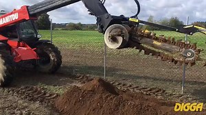 1.9K views · 14 reactions | Trenching with a Telehandler! At Digga we provide trenchers for almost any machine type up to 8T. The skid foot helps guide the trencher to the desired depth and the heavy duty crumber bar makes sure to leave you with a clean trench every time! Got questions? Send us a message. | Digga North America | Facebook
