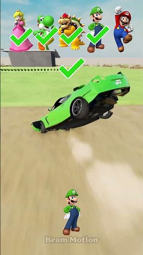 Mario Cars Jump Challenge - BeamNG.Drive #shorts #mario #SuperMarioGalaxyMovie
