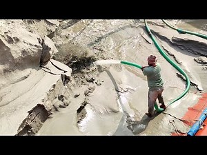 Unloading River Sand from Barge using High Pressure Water | Sand Dredging Process