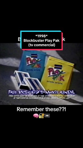 Blockbuster Play Pak commercial from 1998. . . . . . . . . . . . . . . . . . . #blockbuster #videostore #90s #90skid #90sbaby #90saesthetic #90sthrowback #90shair #90sads #oldschool #throwback #nostalgia #nostalgic #childhood #90smovies #childhoodmemory #kidstv #retro #vintage #memory #memoryunlocked #90stv #80sbaby #80skid #90sgirl #a90slife