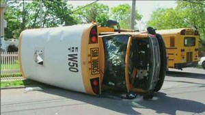 Video captures school buses crashing