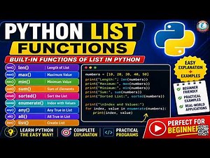 Python List Functions Tutorial | Built-in Functions of List in Python