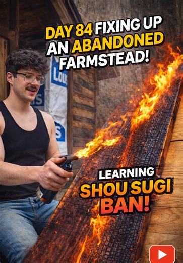 Day 84! Today was a fun day for me, I’m a bit of a pyromaniac 🤣🤘playing with fire is always a good time. Overall very satisfied with the look we’ve got going here so far! Feels real nice to have the gaps all sealed up and the floor solid too. It actually holds in some heat now even with the window and door being open, you can totally feel the difference in temperatures. I will say.. that’s not necessarily a good thing with summer coming lol. Hopully by the time it’s getting hot I’ll be able to
