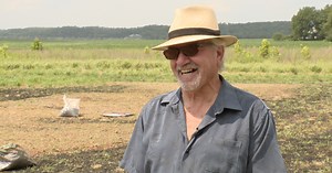 Kansas earthworks artist creates half-acre Kamala Harris portrait in Lawrence