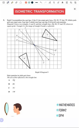 Isometric Transformation (Reflection) #mathematics #form2 #pt3 #spm #revisiontips