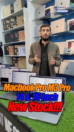 Mapple.pk on Instagram: "🚀 New Stock Update — MacBook Pro with M3 Chip at Mapple Tech! Now available in 14-inch & 16-inch variants with 16GB, 18GB & 36GB RAM options — built for serious performance, multitasking, and professional workflows. Fresh stock just landed, limited units available. 📍 Pickup available in Islamabad & Karachi 🚚 Delivery on advance payment all over Pakistan 📩 DM us for the updated stock sheet . . . #MappleTech #MappleTechIslamabad #MappleTechKarachi #MacBookProM3 #MacBoo