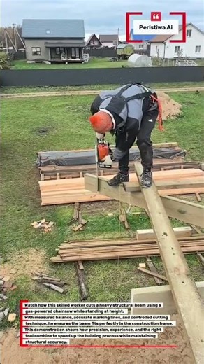 "High-Precision Beam Cutting with Chainsaw! Extreme Carpentry Skill #woodwork #carpentry #DIY"