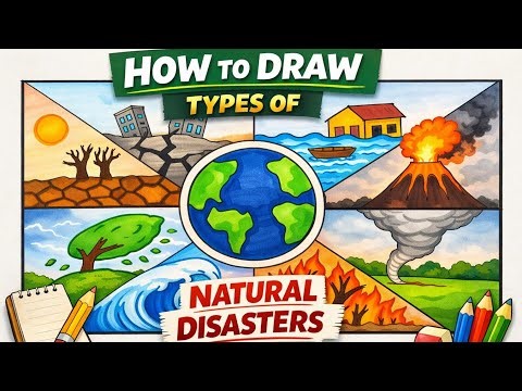 “Types of Natural Disasters Drawing 🌪️ /International Day for Disaster Reduction drawing, 13 Oct”