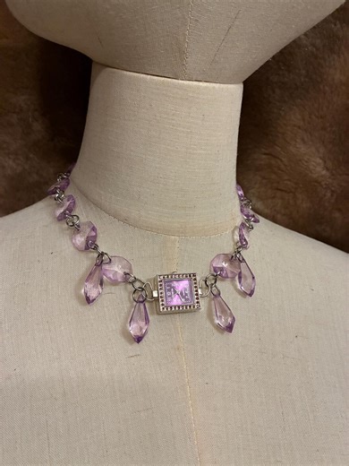 Silver & Purple Clock Watch Necklace - Statement Jewelry - the Purple Reign Collection - Etsy
