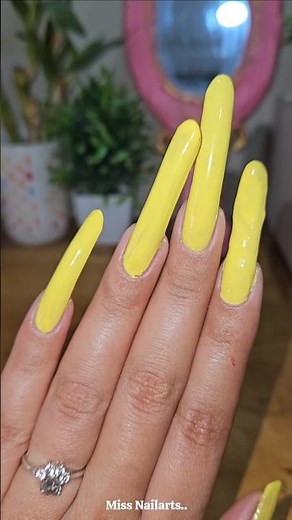 Yellow Nailpaint on Super Long Nails✨️Miss Nailarts🌸 #Nails #Nailarts