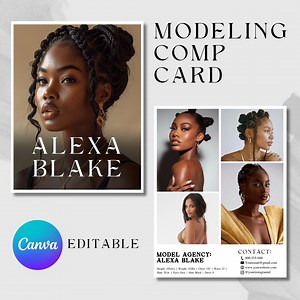 Model Comp Card Template, Modeling Comp Card, Model Portfolio Template, Fashion Comp Card, Fashion Resume Photo Card, Printable and Editable - Etsy