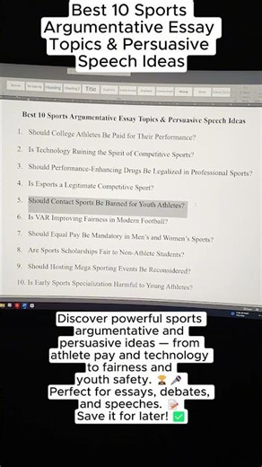 Best 10 Sports Argumentative Essay Topics & Persuasive Speech Ideas