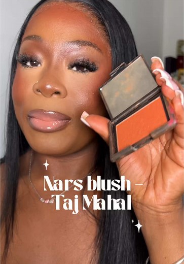 This blush is everything more & some! @NARS Cosmetics I'll take 20 pls😭🤍 Shade - Taj Mahal #darkskinmakeup #blush #blushhack #bronzer #nars #summermakeup #fyp #beautytips #fullglammakeup (The lace was lacing, I know🥲😂)