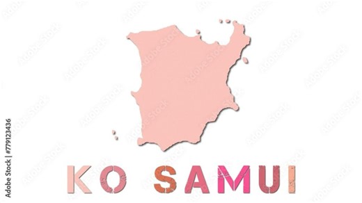 Ko Samui map with paper regions. Animated island map growing from regions and title letters falling down. Awesome 4K animation.